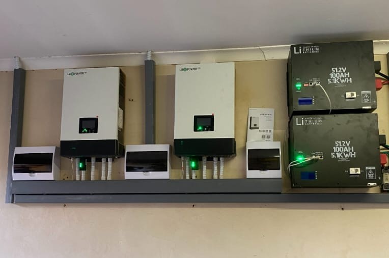 Clean and organised solar inverter connected to battery backup for uninterrupted power